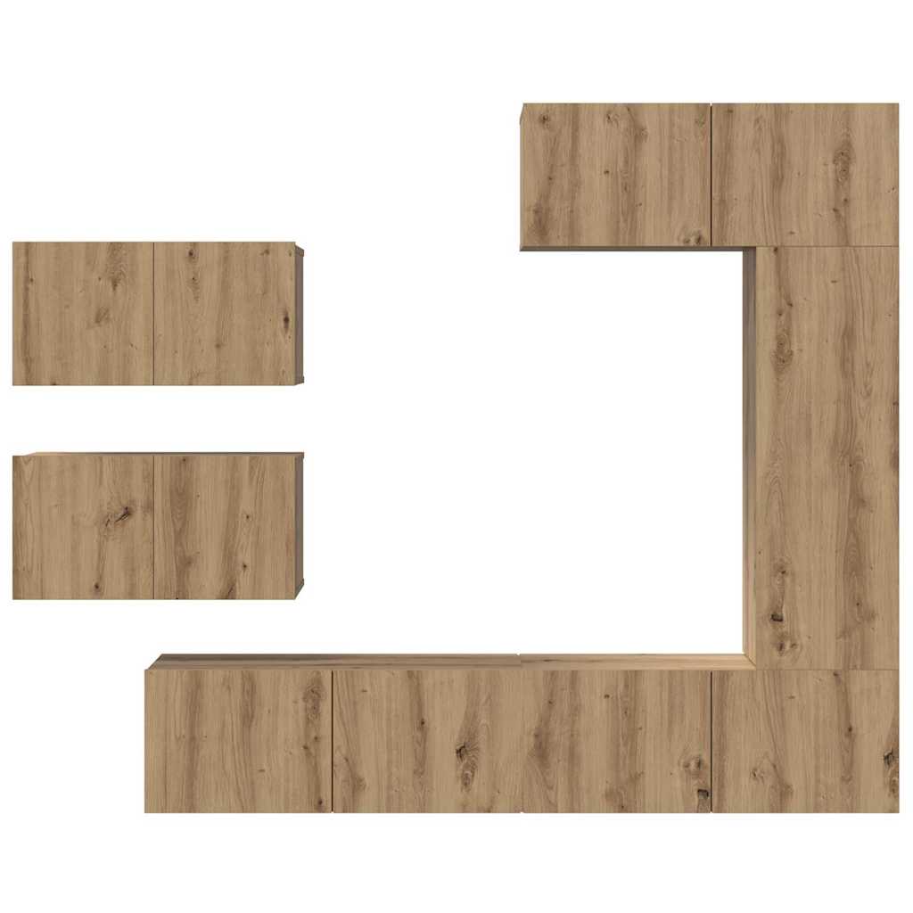Wall Mounted TV Cabinet Set 6 pcs Artisan Oak Wood Based Material