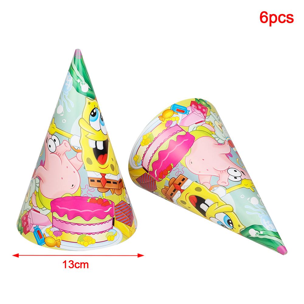 Cartoon SpongeBob Birthday Party Themed Disposable Tableware Balloon Set Party Hat Mask Napkin Horn Banner Backdrop Baby Shower