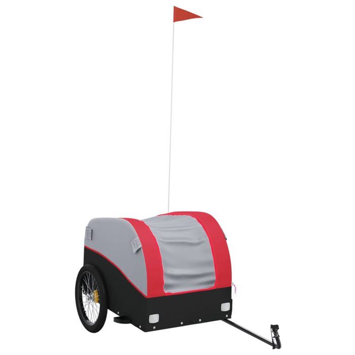 VidaXL Bicycle Trailer Black and Red 45 Kg Iron 94125