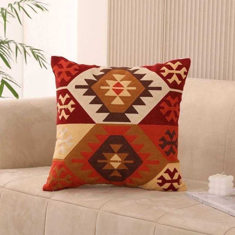 Retro Ethnic Style Printed Pillowcase: Pattern Sofa, Living Room Cushion Cover, Bedroom Bedside Pillow Cover