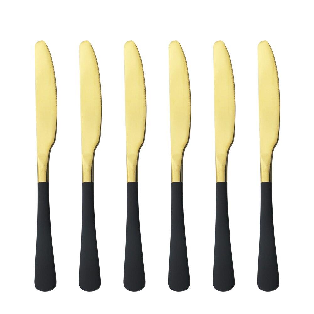 Dinnerware Stainless Steel Set Silverware Set Cutlery Red Gold Dinner Knife Flatware Outdoor Picnic Kitchen Home Tableware Set