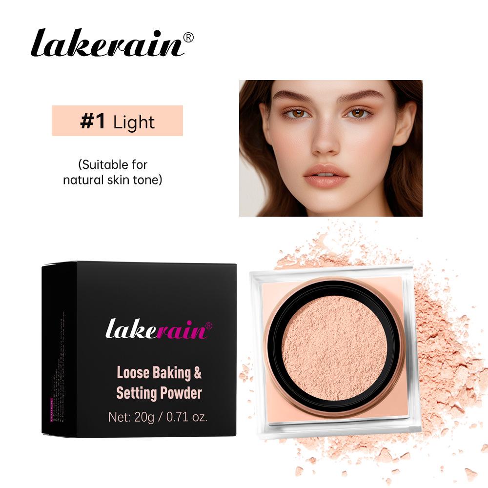 Lakerain Square Box Loose Powder: Natural Concealer, Long-Lasting, No-Smudge Makeup Setting Powder