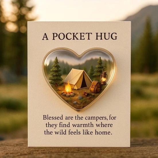 Camping Pocket Hug with Inspirational Cards Heart-Shaped Hiking Pocket Hug Keepsake Token Hikers Campers Nature Enthusiasts Gift