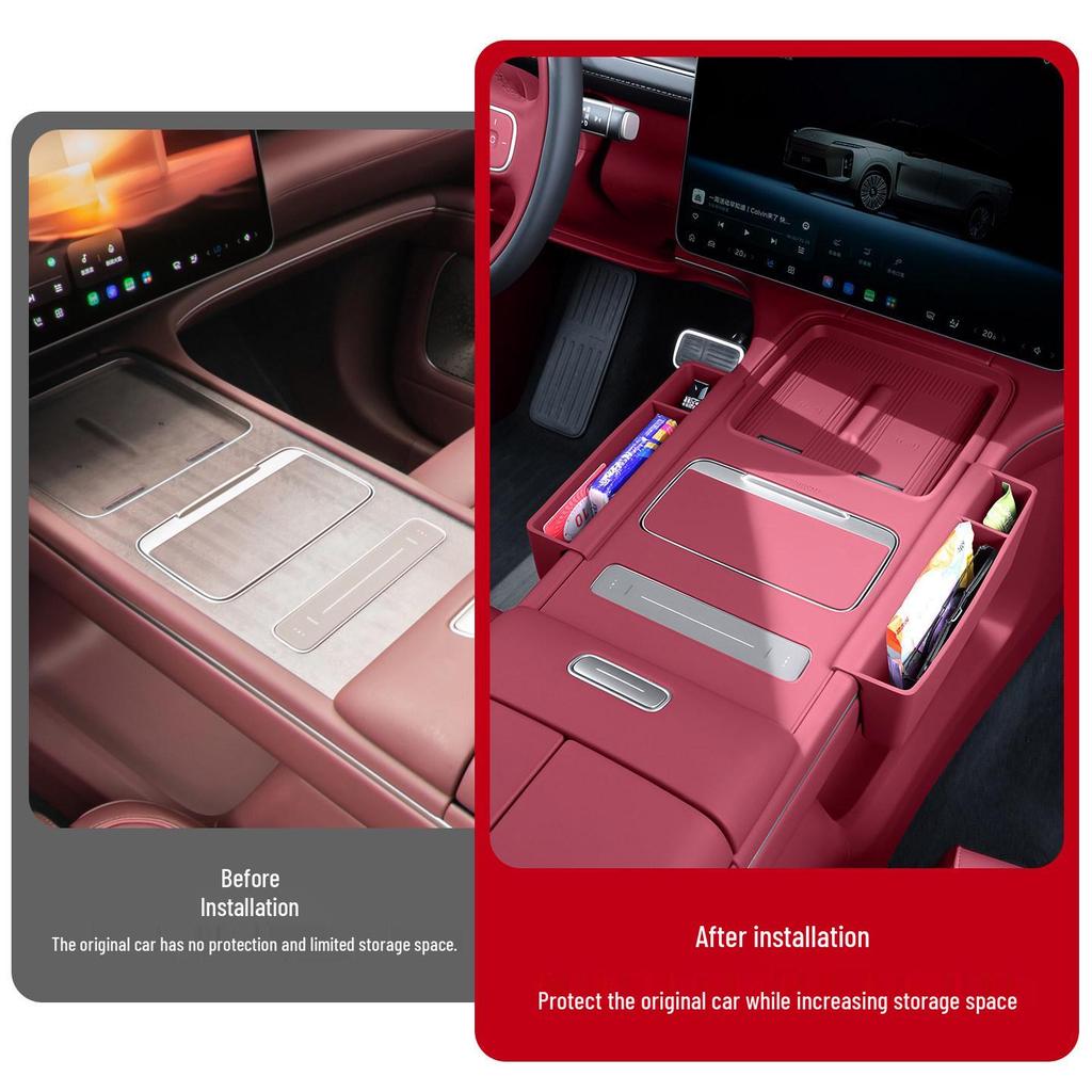 NIO ES9 Center Console Silicone Protective Pad with Full Coverage Cup Holder and Interior Storage