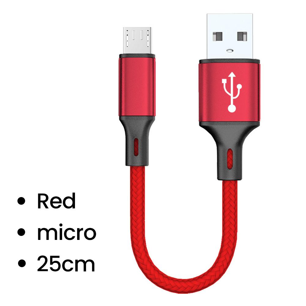 0.25M Short Cable Micro USB Cables Type c Data Cord Fast Charging Portable Wire for Power Bank iPhone 15 Samsung Android Phone