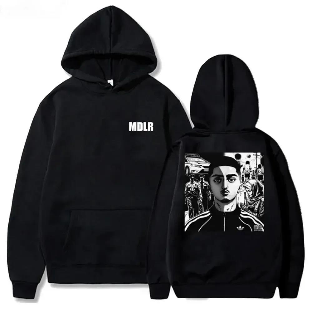 Baibao QIQI MDLR Print Hoodies Men Fleece Sweatshirt Hip Hop Casual  Autumn Winter Fleece Streetwear Tops L
