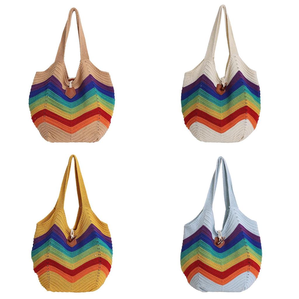 Knit Tote Bag For Women With Large Capacity And Hollow Design For Daily Use