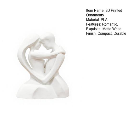 Moderne minimalistische Dekoration 3D-gedruckte sich umarmende Paarskulptur in Herzform, romantische Umarmungsfigur mit mattweißer Oberfläche, nordische Dekoration