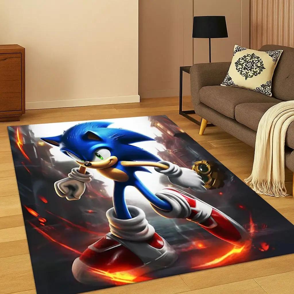 Klasik S-Sonic Oyun Çizgi Film Kirpi Halı Kilim Yatak Odası Oturma Odası Kanepe Ev Dekorasyonu için, Çocuk Alan Halısı Kaymaz Zemin Matı Hediye