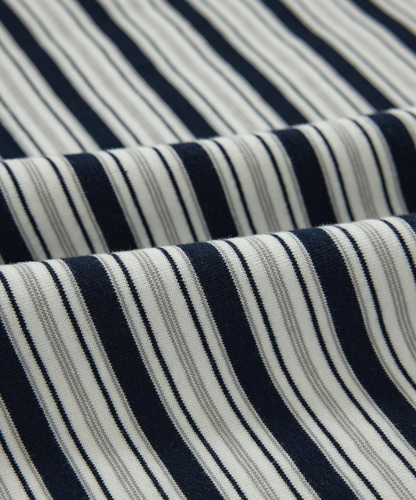 COVERNAT WOMAN Striped Collar Long Sleeve Navy