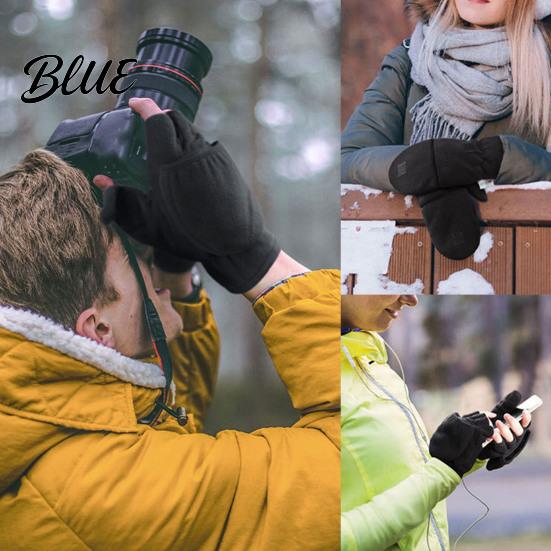 Flip Gloves 1 Top Mittens Delicate Fleece Good Fluffy Pair Warm Covered Winter for Photographing