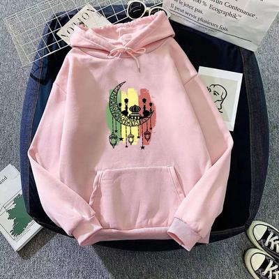 Women's Plush Hooded Hoodie for Autumn and Winter Ladies Pattern Print Loose Sweatshirt Top for Student