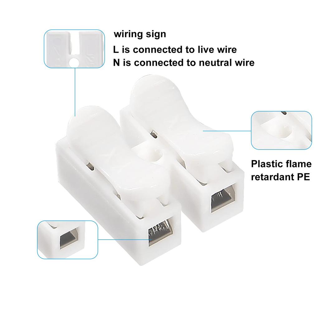 60pcs Wire Connector CH1 CH2 CH3 kit Quick Splice Lock Spring Wire Connector Screw Terminal Barrier Block for LED Strip Light