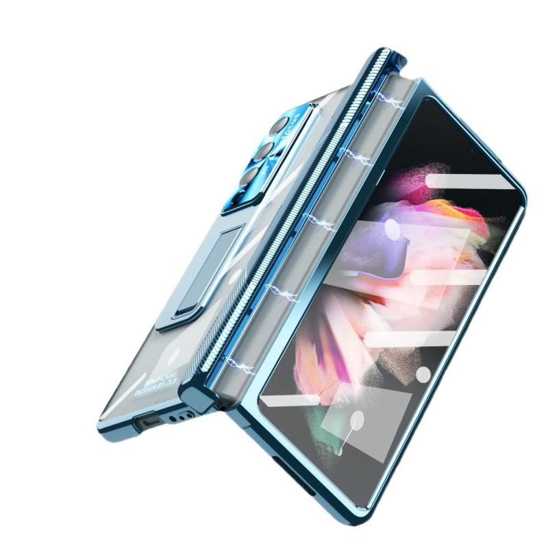 Galaxy Z Fold4 Magnetic Snap Case With Kickstand Full Coverage PCMetal Shell Anti-Scratch Shockproof Cover