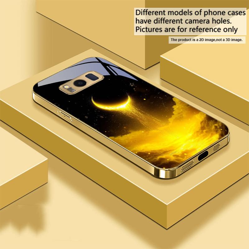 

The golden moonlit sky For Samsung Galaxy S26 S20 FE S21 S22 S23 Plus S24 Ultra 25Ultra S21+ S9 S22 S8 Golden glass phone case Galaxy S9+