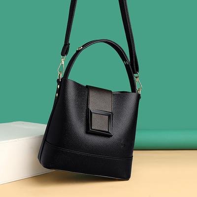 New Versatile Leather Bucket Tote Bag Trendy Female Shoulder Handbag Large Capacity Fashion Women's Crossbody Bags
