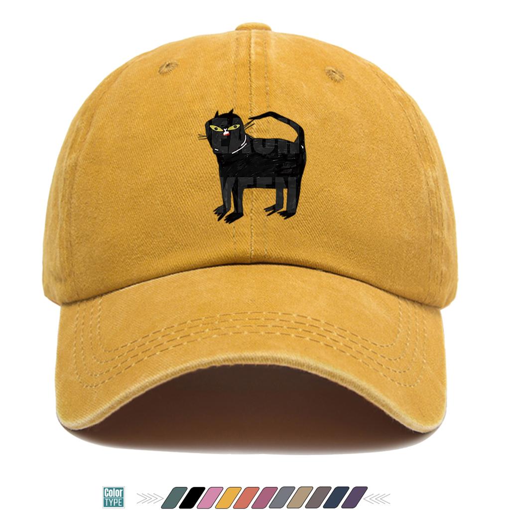 pc Black Cat Print Pattern Baseball Cap Creative Personalized Graffiti Design Trendy Fashion Street Style Unisex Adjustable H