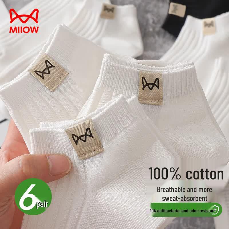Men s 100% Cotton Breathable No-Show Socks - 6 Pairs One Size