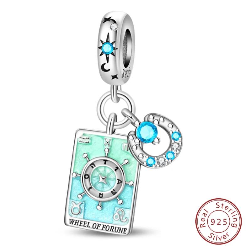 copper Star Shape Moon Sun Couple Magic Wheel of Fortune Justice Tarot Cards Pendants Compatible With Bracelets Do It Yourself Birthday Jewellery