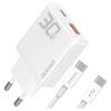 GaN Wall Charger Dudao A30EUT 30W USB-A / USB-C + USB-C To USB-C Cable - White