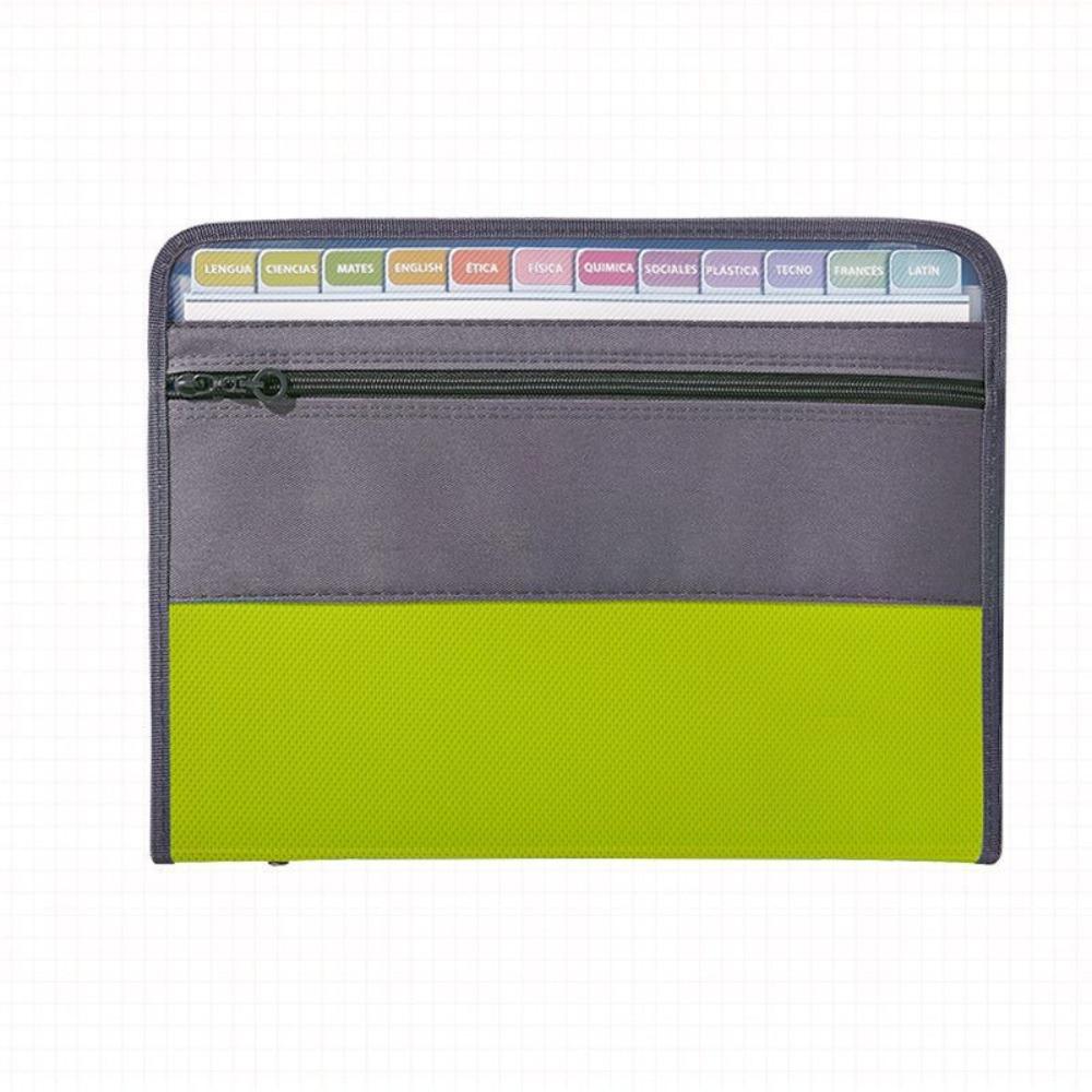 13 Pockets Expanding File Folder A4 Front Pencil Pouch Accordion File Organizer with Safe Zipper Multi-layer