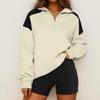 Womens Quarter Zip Pullover Sweatshirt Loose Fit Casual Plain Pullover Hoodie Lightweight Long Sleeve Top for Everyday Wear