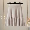 Foreign Elastic Waist Umbrella Skirt Short Autumn and Winter Half Skirt Women High Waisted Knitted A-line Short Skirt Female