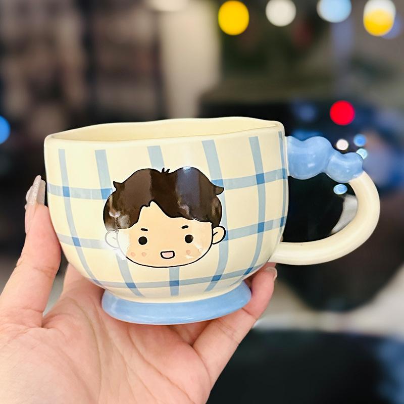 Cute Cartoon Bear Ceramic Mug With Lid Internet Celebrity Creative Design Straw Cup Household Drinking Cup Souvenir