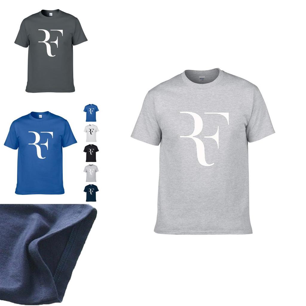 T-shirt Roger Federer Uomo Camicia Moda Cotone Estate Classica Stampata Top