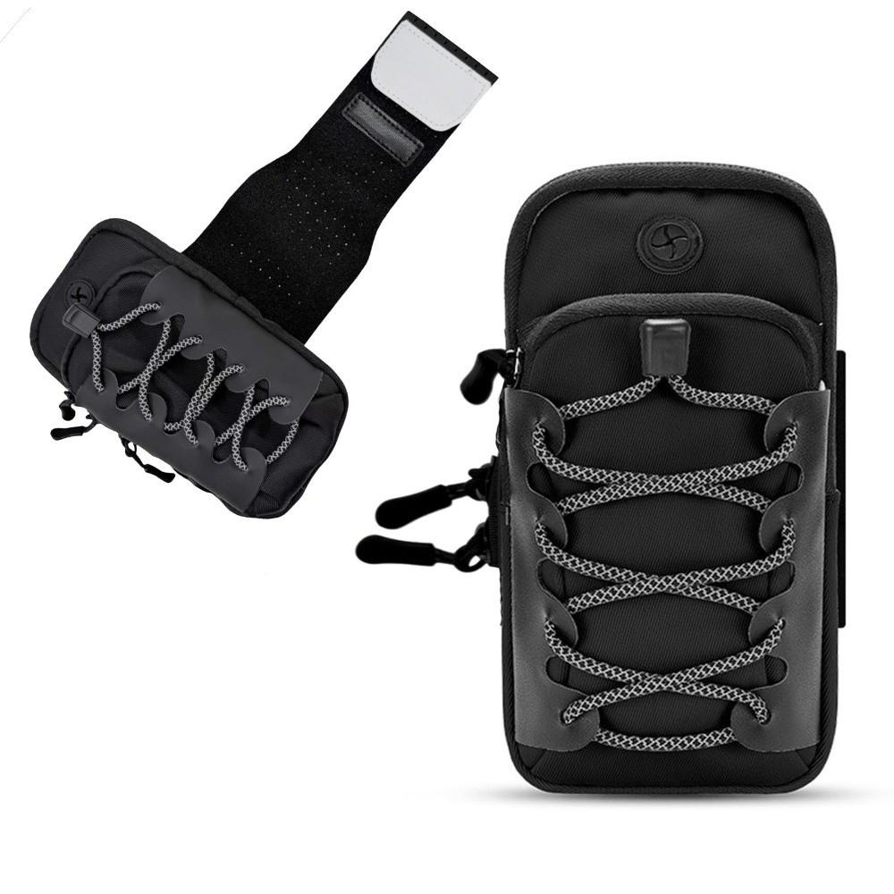 Double Zipper Sports Arm Bag Reflective Cord Trim Wrist Pouch Wear-Resistant Phone Armband Fitness
