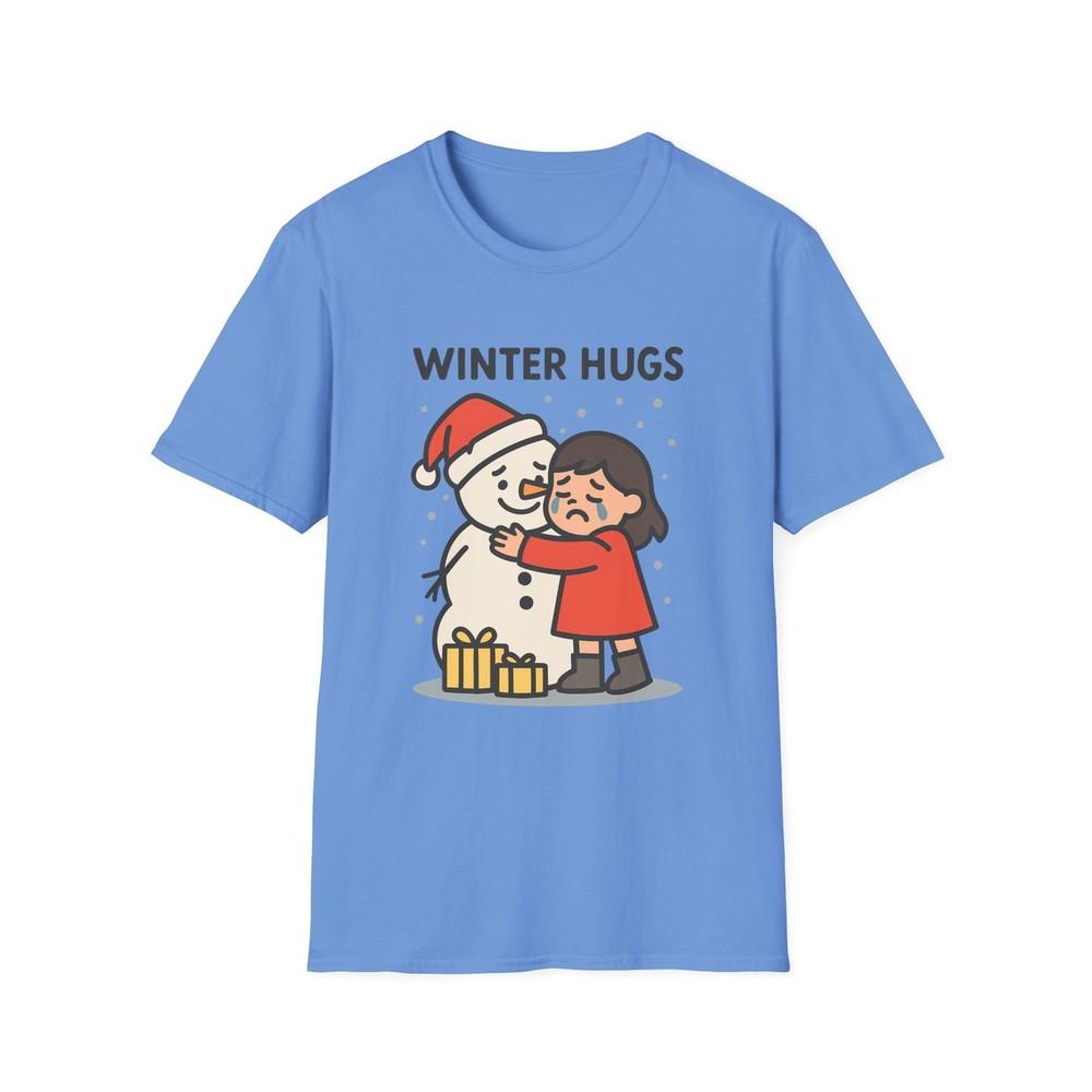 

Unisex Softstyle T-Shirt Girl Snowman Hug Snow Christmas Winter Emotional 2XL