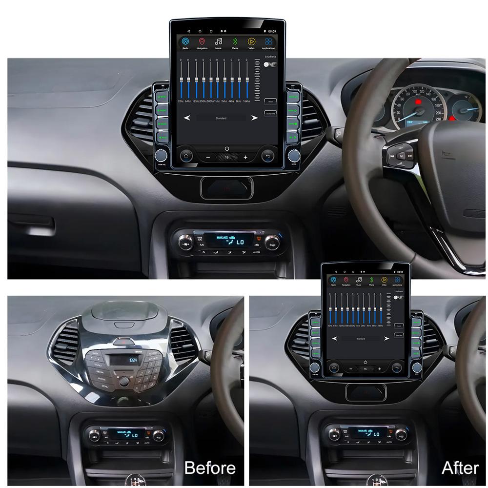 9.7" Vertical Style Tesla Screen Car Radio For FORD FIGO ASPIR KA 2015-2020 GPS Navigation Multimedia Video Player Carplay 2din