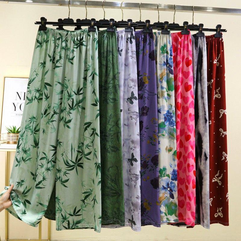 Pantaloni Casual in Cotone Sottile da Donna Estivi Larghi da Casa Lunghi a Gamba Larga