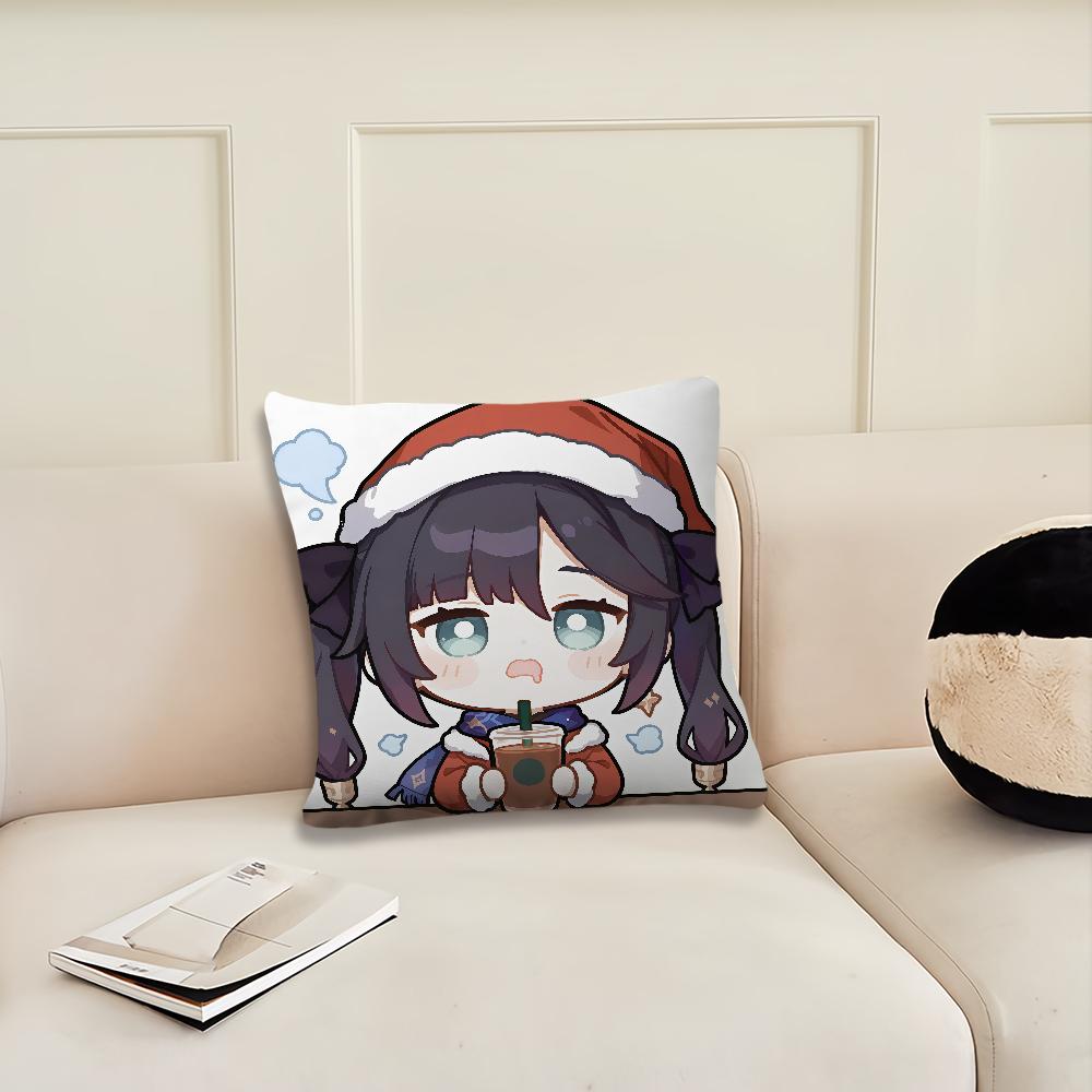 Genshin Impact Christmas a Game cushion cover Pillow Cover Decoration Room Home Sofa living Office Car Nordic Simplicity