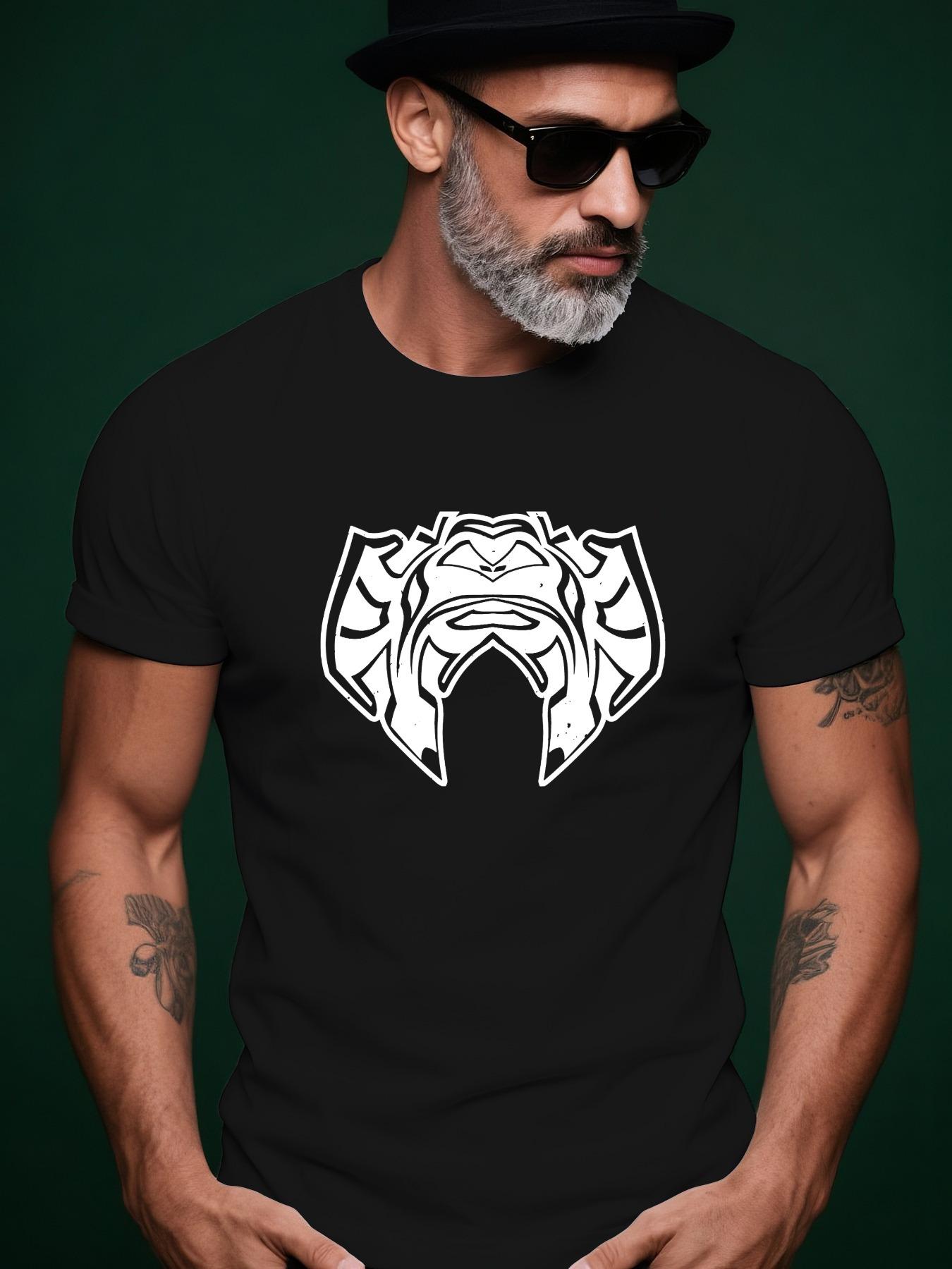 Abstract Mask Pattern Trendy Streetwear Summer Casual Rou... L