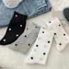 Women's Polka Dot Breathable Cotton Slouch Socks - Retro Style Mesh Mid-Calf with Rolled Cuff