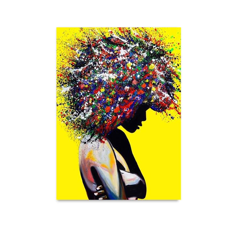 Abstract Woman Colorful Hair Watercolor Canvas Painting Poster Prints Wall Art Pictures for Living Room Home Decoration Cuadros