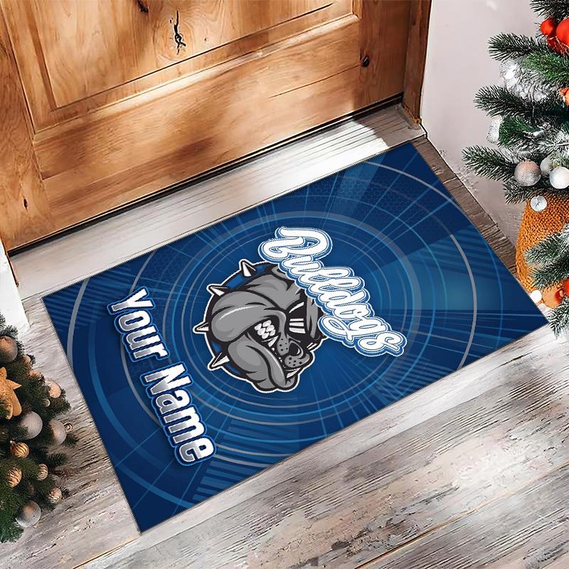 Canterbury-Bankstown Bulldogs Crystal Velvet Rug, Custom Name Text Personalized Non‑Slip Floor Mat for Home Decor Gift