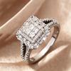 Anel de Casamento Clássico Feminino Banhado a Cobre K Branco Estilo Europeu e Americano com Zircônia Microincrustada