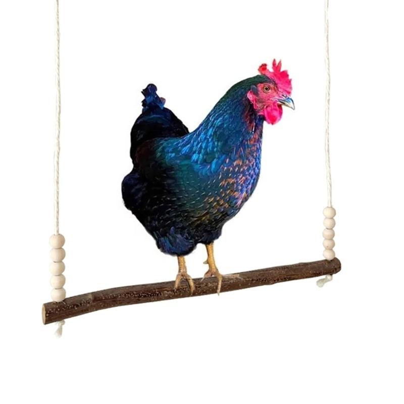 Bird Climird Climbing Beads Perch Parrot Cage Toy Swing with Hooks Hanging Chew Toy for Rooster Hen Playing