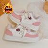 Versatile Children's Winter Plus Velvet Cat-Design Casual Warm Sneakers - White, Women's Sports Flat Shoes