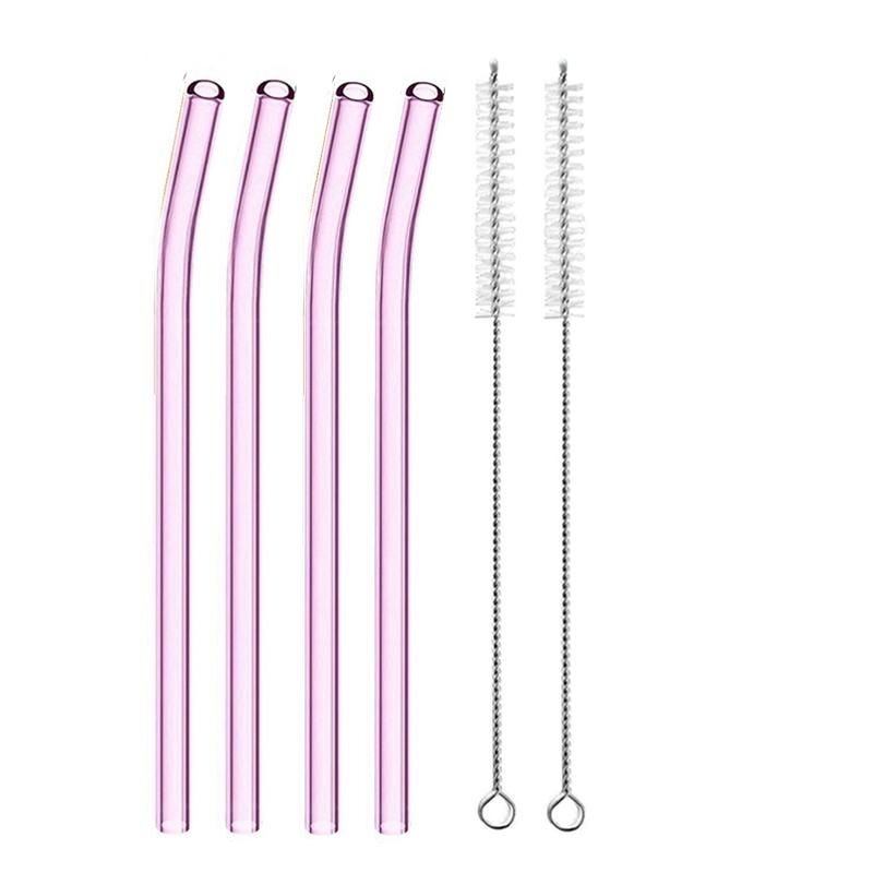 4 szt. 20 cm Szklane Słomki do Picia Wielokrotnego Użytku Kolorowe Szklane Słomki do Napojów Sok Ekologiczne Słomki Koktajlowe Barowe Naczynia do Picia