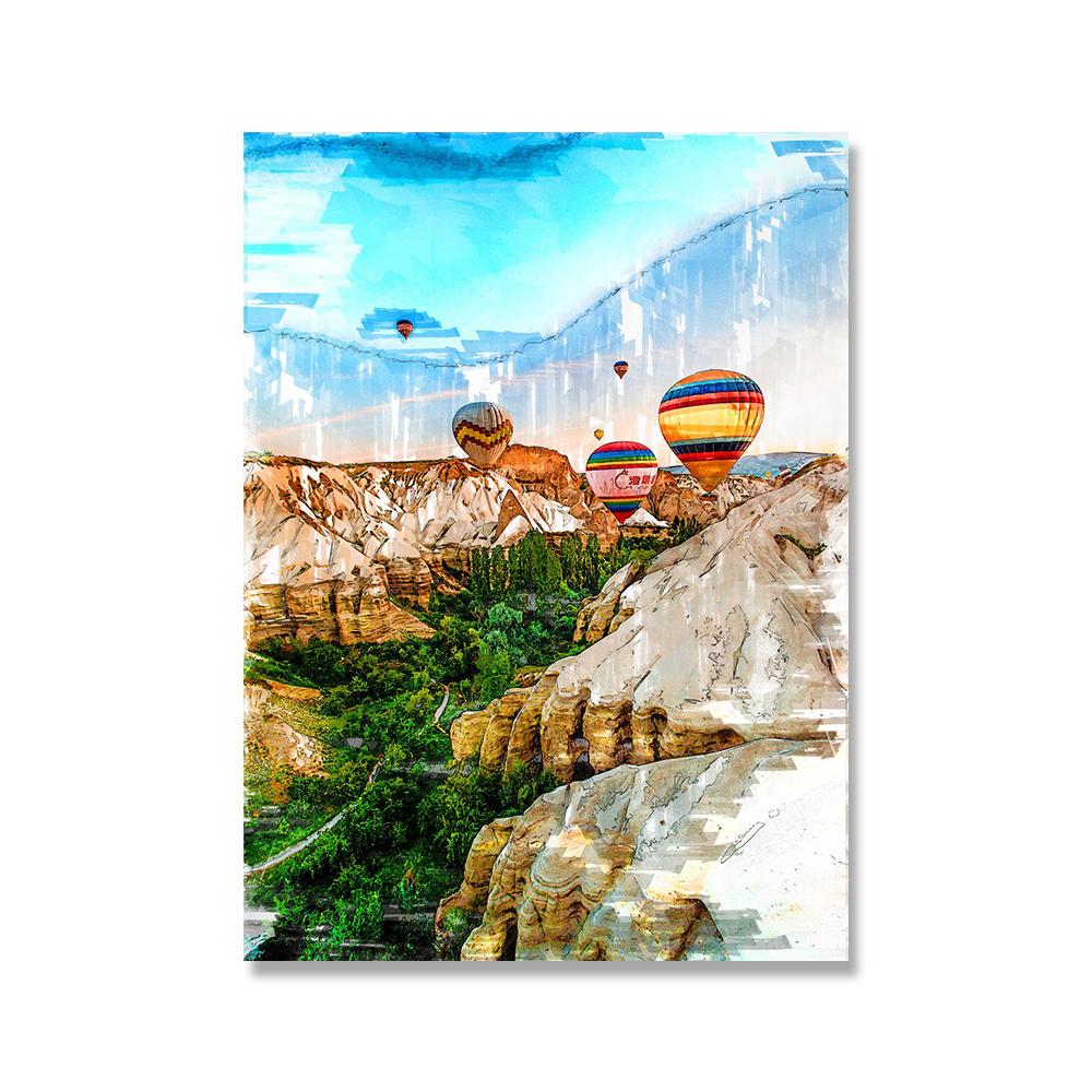 Abstract Colorful Hot Air Balloon Art Posters and Prints Canvas Paintings Wall Art Pictures for Living Room Decor (No Frame)
