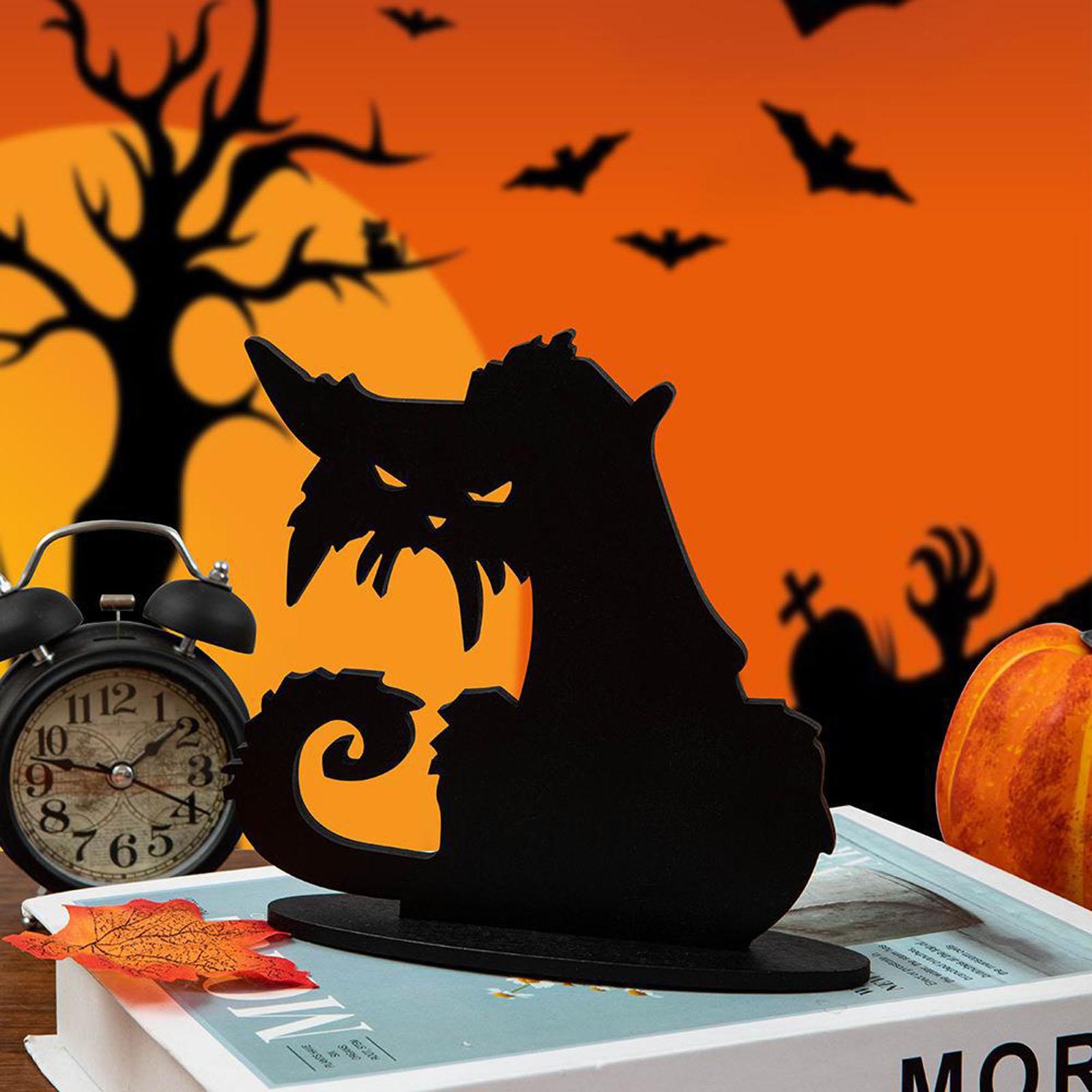 Britimes Halloween-Boo Holzscheiben – 3-teiliges Tischdeko-Set Mit Geistern, Hexen Und Schwarzen Katzen