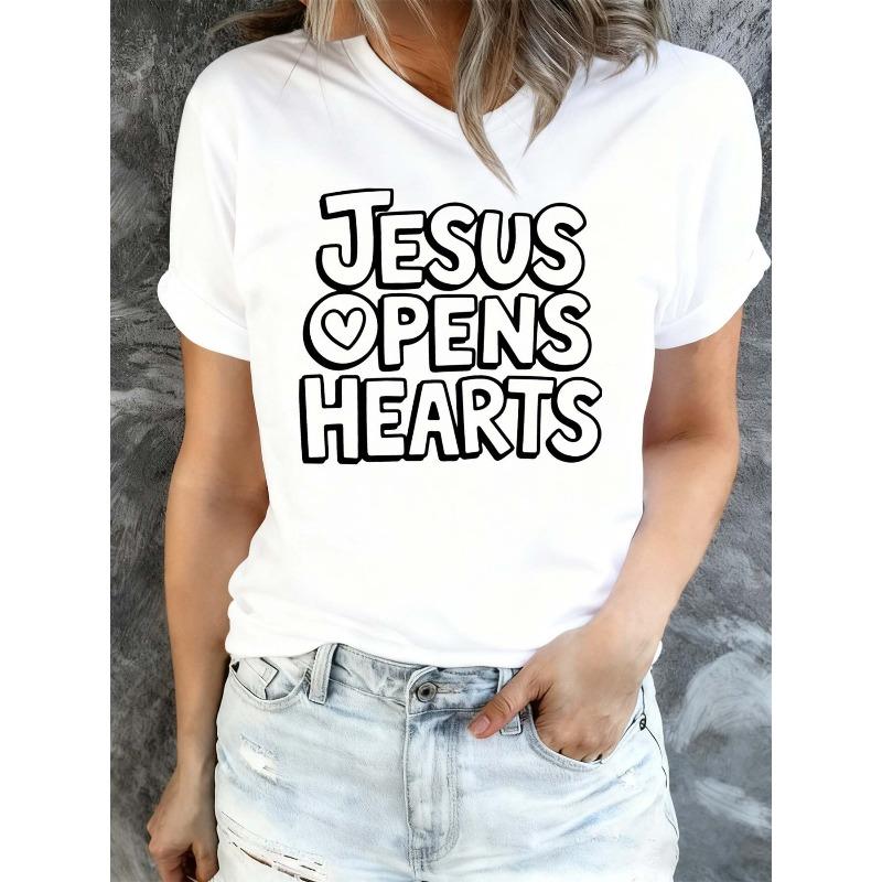 

Jesus Opens Hearts Tee Women s Comfort Colors Tshirt White Limited Edition Funny Fashionable, Printed, S белый