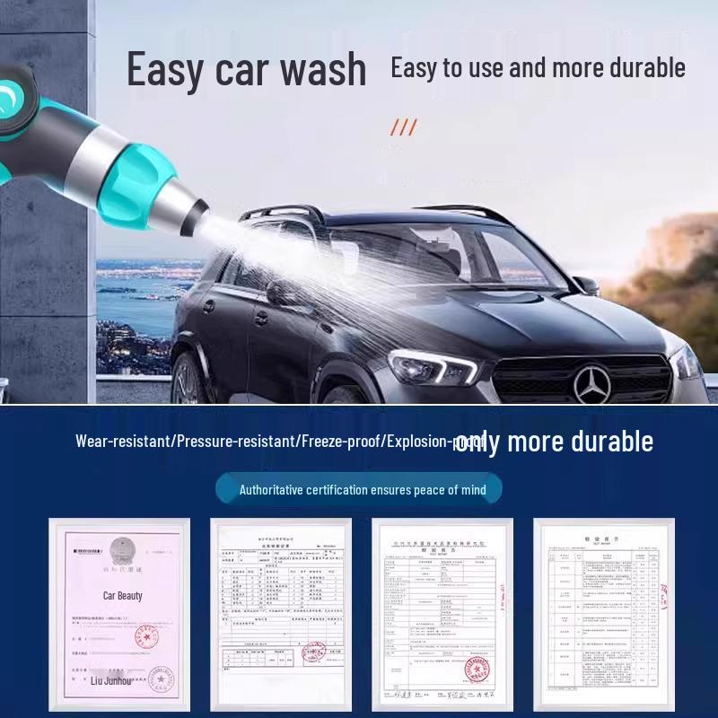 High-Pressure Water Gun for Car Wash, Flower Watering, and Floor Cleaning with Retractable Hose and Powerful Sprinkler.