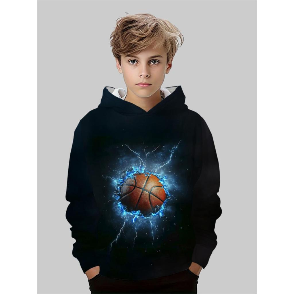 New 3D printed hooded sweatshirt, fashionable long sleeved hooded sweatshirt, comfortable pullover for boys and girls, children's hoodie