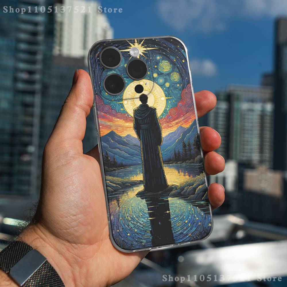 Starry Sky Art Trees Phone Case For iPhone 17,16,15,14,13,12,11 Pro,Max,Plus,XR,Mini,E Clear Full-coverage Soft Cover
