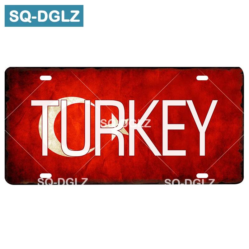 Custom National Flag License Plate Bar Wall Decoration Tin Sign Country Metal Sign Home Decor Painting Plaques Poster