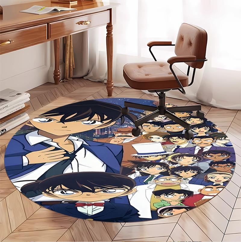 Detective Conan Pattern Round Rug, Indoor/Outdoor Mat, for Picnic, Gameroom, Bedroom, Office, Living Room, Home Decor Carpet, Birthday Gift